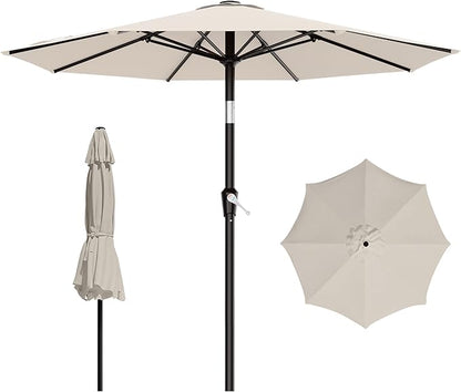 AreShark 9 FT Patio Umbrella for Outdoor, Outdoor Table Umbrella with Push Button Tilt and Crank, Outdoor Patio Umbrellas with 8 Sturdy Ribs for Market, Garden, Pool (Cream-white)