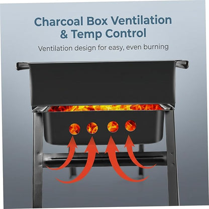 Slot Grill Collapsible, Portable Charcoal Grill with Exclusive Drawer for Easy Ash & Charcoal Add, Foldable BBQ Grills for Camping, Backyard, Picnic