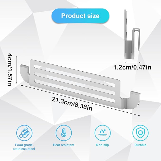1pc Spatula Holder for Blackstone Griddle, Stainless Steel Griddle Spatula Holder Clip on Edge Silver BBQ Spatula Rack Compatible with Camp Chef Royal Gourmet and Other Griddles