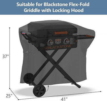 Grill Cover for Blackstone 2350 On-the-Go 22” Omnivore Flex-Fold Griddle with Locking Hood, Portable Griddle Covers, Waterproof BBQ Cover for Outdoor Griddle - 41x25x37 in