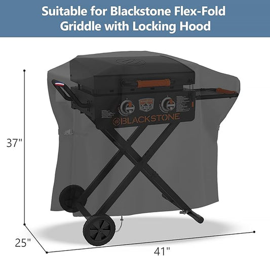 Grill Cover for Blackstone 2350 On-the-Go 22” Omnivore Flex-Fold Griddle with Locking Hood, Portable Griddle Covers, Waterproof BBQ Cover for Outdoor Griddle - 41x25x37 in