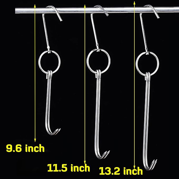 4 Pcs Stainless Steel Meat Hooks with Double Hook Poultry Roast Duck Bacon Hanging Hook Grill Hanger for Drying, Cooking, BBQ, S-9.6 ”,Cooking Utensils, Namely, Grills
