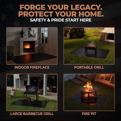 76 x 48 Grill Mat for Outdoor Grill, 32 mil Fire Resistant BBQ Pad | 32 mil XL under grill mat with fiberglass core; silicone fire coating helps protect decks, patios and fire pit areas.