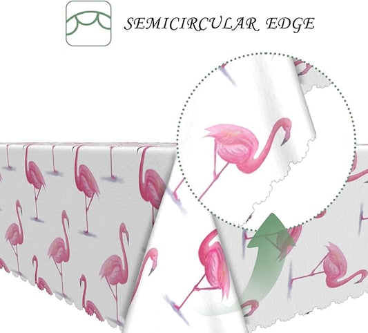 54x78 Inch Tropical Watercolor Flamingo Rectangle Tablecloth Pink White Elegant Coastal Flamingo Table Cloth Washable Durable Table Cover for Home Kitchen Dining Beach Party BBQ Decor