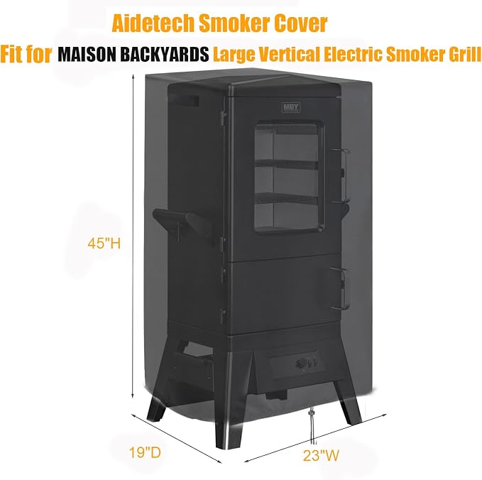 Smoker Cover Fit for Maison BACKYARDS Smoker Grill | Large Vertical Electric Smoker Cover Waterproof Outdoor Grill Smoker Covers -19" D x 23" W x 45" H