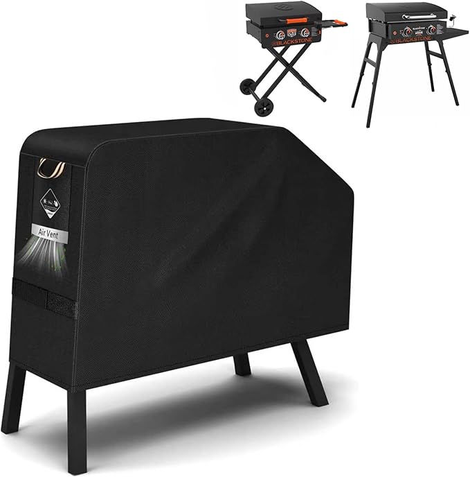 KINGLY Griddle Cover for Blackstone 22 inch with Hood & Stand,Super Durable Heavy Duty Waterproof Grill Cover for Blackstone 17 and 22 inch Griddle,Thick and Sturdy Weatherproof(Cover only)