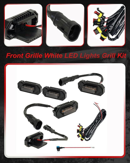 4Pcs White LED Grill Lights Kit for Toyota RAV4 2019 & up | Not Fit for Adventure/RAV4 PHEV/TRD Off Road/Prime，Black Shell, w/ Wiring Harness,Grill Led Raptor Lights