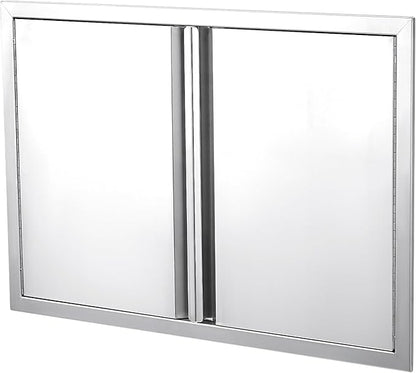 GarveeLife BBQ Access Door 24" W x 24" H, Double Outdoor Kitchen Door, Weatherproof Built in 304 Stainless Steel with Recessed Handle for Outside,Commercial,BBQ Island,Grilling Station,Outside Cabinet