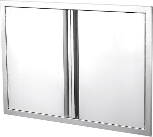 GarveeLife BBQ Access Door 24" W x 24" H, Double Outdoor Kitchen Door, Weatherproof Built in 304 Stainless Steel with Recessed Handle for Outside,Commercial,BBQ Island,Grilling Station,Outside Cabinet