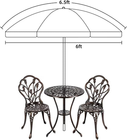 AMMSUN Patio Umbrella, 6.5 ft Outdoor Table Umbrella with Tilt Steel Pole, UPF50+ Protection, Great for Outdoor Garden Backyard, Maroon