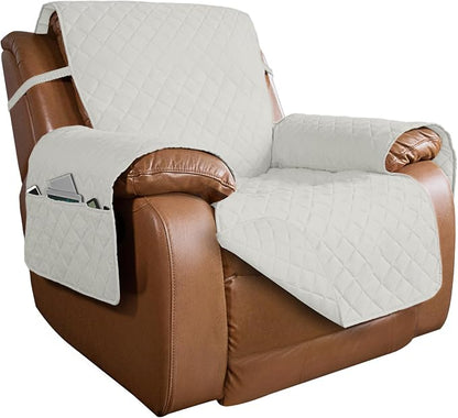 PureFit Reversible Recliner Chair Covers Couch Covers for Dogs, 28 in | Ivory/Ivory, Water Resistant Couch Protector, Washable Pet Couch Cover with Non Slip and Elastic Straps For Kids