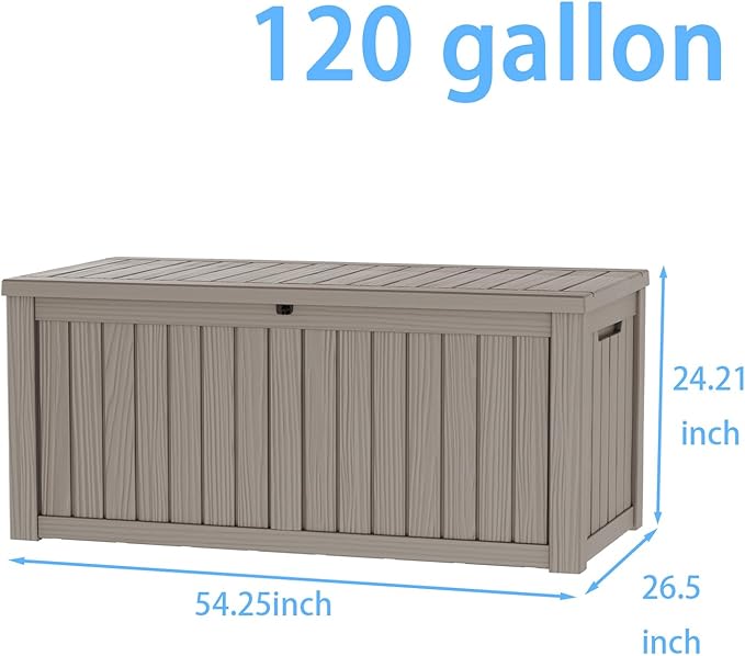 Pepe Tee Waterproof Resin Deck Box, Outdoor Storage Bin for Patio Furniture Cushions, All-Weather Garden Organizer & Seating Bench, Coffee