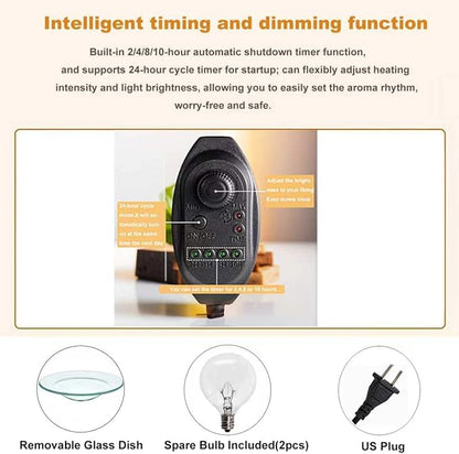 Dicimi Candle Warmer Lamp with Timer, Electric Wax Melt Warmer with Stepless Dimming & 2-10H Auto-Off, 2-in-1 Scented Wax Warmer & Night Light, Gradient Glass Home Decor for Bedroom Office