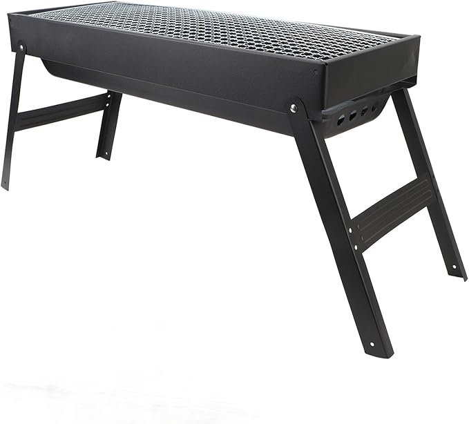 Luocute Portable Charcoal BBQ Grill, Folding Iron Barbecue with Detachable Parts with Basket for Outdoor Cooking Camping Picnic Garden