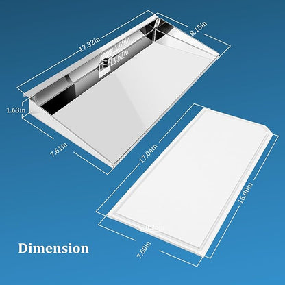 Marine Rectangular Grill Serving Shelf with Removable Cutting Board, for Rectangular Grills with a 9" x 18" Grilling Surface or Larger, Quick Attachment &Removal, Marine Grade Stainless Steel