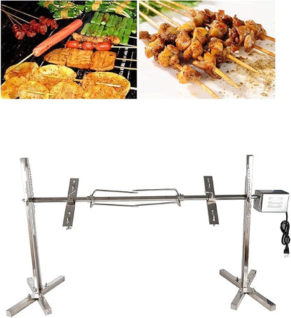 DYRABREST 15W Rotisserie Grill Kit Tripod Rotisserie Roaster Stand, 53inch Pig Roaster Rotisserie with Adjustable Spit Height, Electric BBQ Grill Stand for Pork, Chicken, Lamb, or Goat