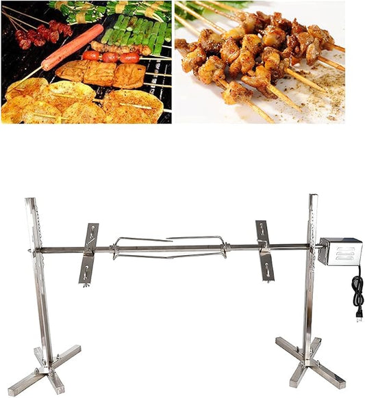 DYRABREST 15W Rotisserie Grill Kit Tripod Rotisserie Roaster Stand, 53inch Pig Roaster Rotisserie with Adjustable Spit Height, Electric BBQ Grill Stand for Pork, Chicken, Lamb, or Goat