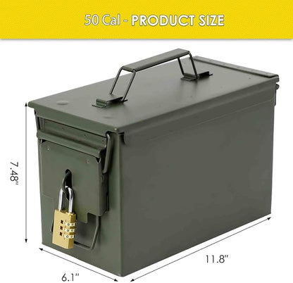 Aolamegs 50 Cal Ammo Can – Locking Hardware Kit and Stainless Steel Padlock，Ammo Box Military & Army M2A1
