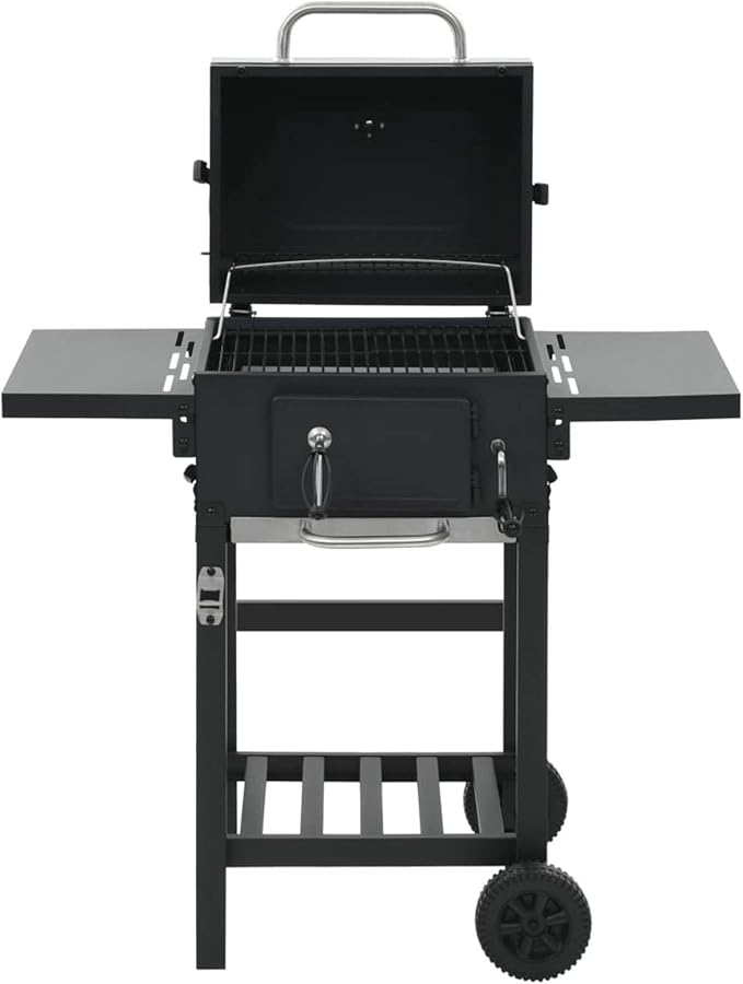 Gecheer Charcoal-Fueled BBQ Grill with Bottom Shelf Black for Patio Backyard Garden Camping Bonfire
