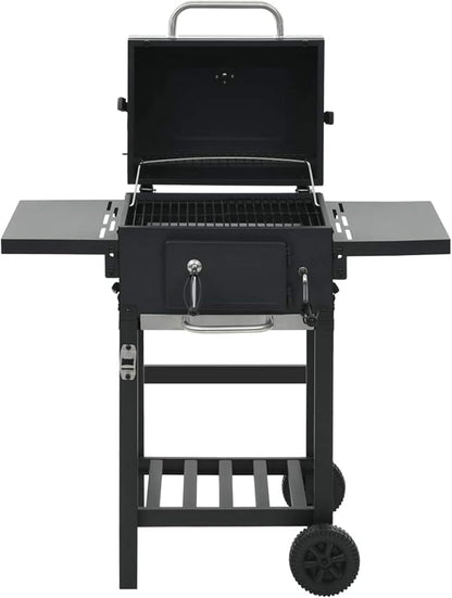 Gecheer Charcoal-Fueled BBQ Grill with Bottom Shelf Black for Patio Backyard Garden Camping Bonfire