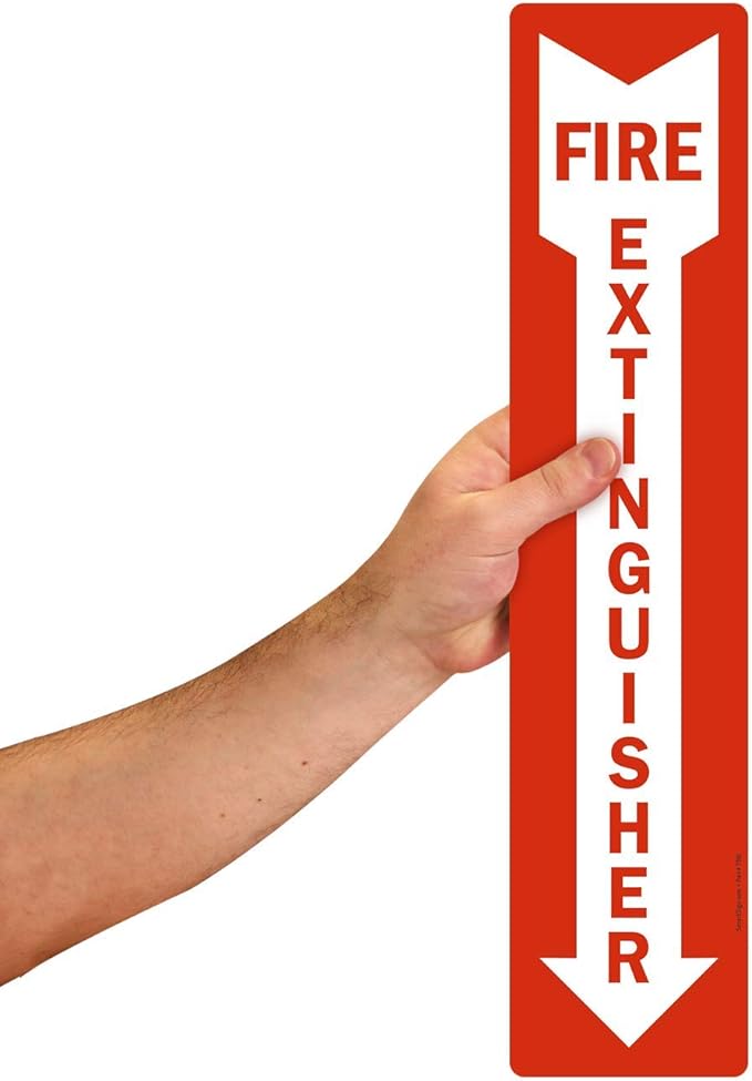 SmartSign - S-1692-EU-18 "Fire Extinguisher" Label | 4" x 18" Laminated Vinyl Red on White