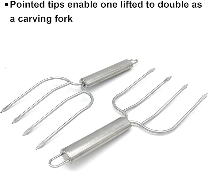 KAYCROWN Stainless Steel Turkey & Roast Lifters, Set of 2 - Turkey and Poultry Lifters Roaster Poultry Forks Great for Thanksgiving, Transfer Turkey or Ham Easily