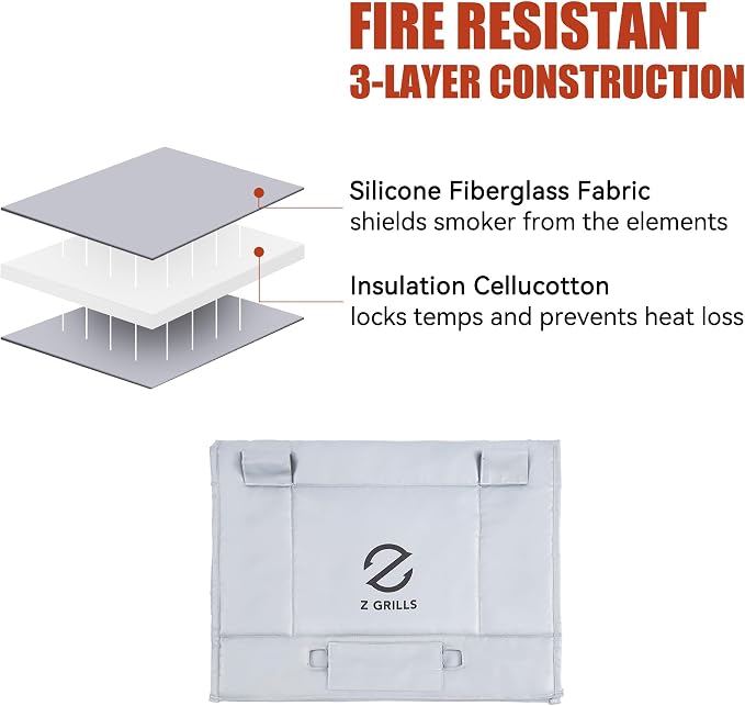 Z GRILLS Thermal Insulation Blanket Fire-Resistant 3-Layer Construction for Enhanced Temperature Preservation, Pellet Savings, Snow Resistance and Waterproof - Ideal for Outdoor Grilling