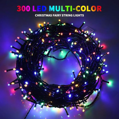 MZD8391 105FT 300LED Christmas Light Outdoor Indoor,Christmas Tree Light | Multicolor, 100% UL Listed, Waterproof, 8 Light Mode, Timer & Memory, 4 Sets End To End Connect, Christmas String Fairy Light