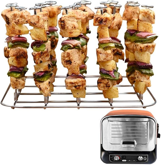 INFRAOVENS Air Fryer Rack for Ninja Woodfire Pizza Oven, 8-in-1 Outdoor Oven, Smoker, Stainless Steel Accessories for OO100 OO101 OO101B, Airfryer Skewer Stand, Kabobs and Rib Barbecue BBQ Rack