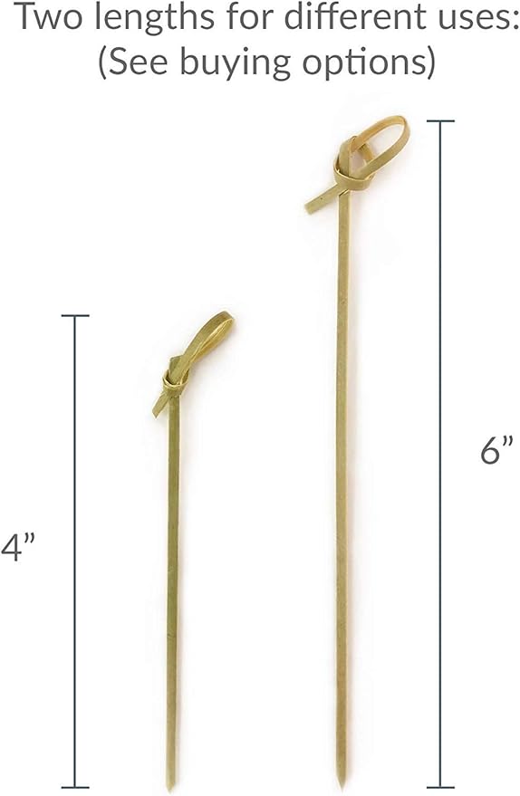 JapanBargain 1597x20, Cocktail Picks Appetizer Picks Bamboo Skewers for Snack Sandwich Finger Food Tapas Fruit Kabob BBQ Hors D’oeuvre Twisted End Knotted Bamboo Sticks, 6 inch, 1000pcs