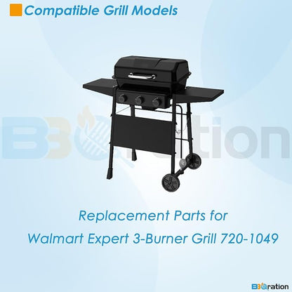 Grill Replacement Parts Kit for 3-Burner Walmart Expert 720-1049, Heat Plates, Burner & Grill Igniters Replacement Parts for Expert Grill Parts