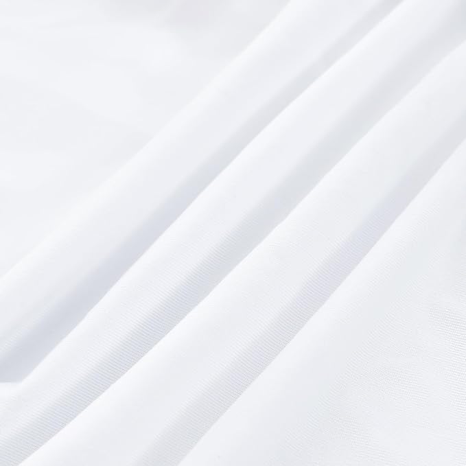 NEWISHER Round Fitted Table Cover Spandex Stretch Tablecloth White Table Top Cover with Elastic Edged for Dining Picnic Patio 60 inch