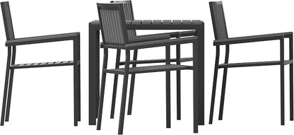 Flash Furniture Poly Resin Indoor/Outdoor Seating, Black, 5-Piece Set | Table and 4 Chairs, Commercial Grade, Indoor/Outdoor Use