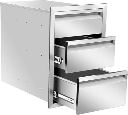 Outdoor Kitchen Drawer 18 x 24 x 23 inch Flush Mount BBQ Triple Layer Drawer, Durable Stainless Steel Kitchen Outdoor Kitchen Access Drawer for BBQ Island Patio