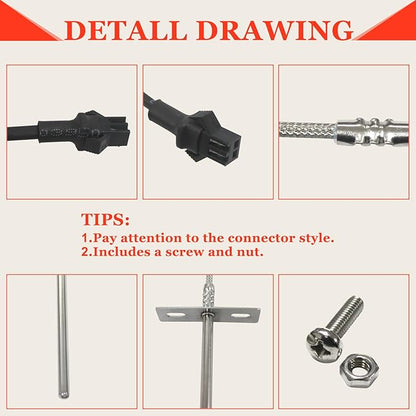 Replacement RTD Temperature Probe Sensor, Compatible with Pit Boss Pellet Grill PB1000XL-025-R00 V2