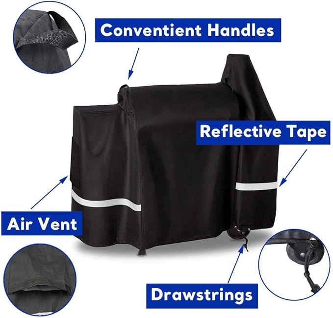 Uniflasy Grill Cover for Pit Boss 820 Deluxe, 820 Pro, 850 Pro Series Wood Smoker Pellet Grills Accessories, Cover for Pit Boss 820D, 820FB, 820PB, 820SP, 820SC, Heavy Duty Fabric Barbecue Grill Cover