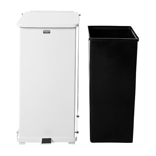 Rubbermaid Commercial Products Defenders Biohazard Step-On Trash Can 13-Gallon White Square Steel Waste Disposal in Doctors Office/Hospital/Medical/Healthcare Facilities