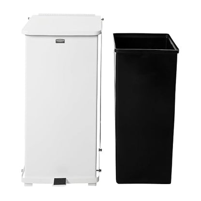 Rubbermaid Commercial Products Defenders Biohazard Step-On Trash Can 13-Gallon White Square Steel Waste Disposal in Doctors Office/Hospital/Medical/Healthcare Facilities