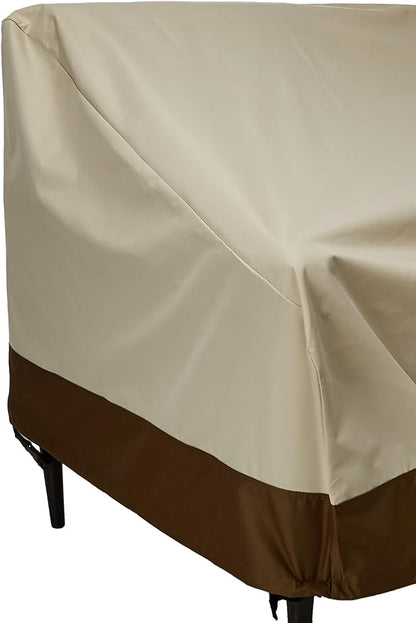 Amazon Basics 2-Seater Deep Lounge Sofa, Outdoor Couch and Patio Furniture Cover, Waterproof, Anti-UV, Water Resistant, Durable, Beige/Tan