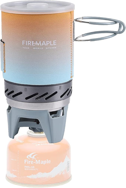 Fire-Maple Fixed Star 1 Backpacking and Camping Stove System, Multi 18oz | 30% Faster Boil with HX Base, Piezo Ignition, Safe & Durable, All-in-One Pot, Compatible with Most Canisters, Portable