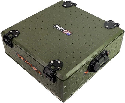 YakAttack ShortStak Solo Storage Box - Size & Color Options | Standalone Low-Profile Crate with Lid, Hinges & Latches | GridLoc Mounting Panels | Slider Feet for Under-Seat Use | Made in USA