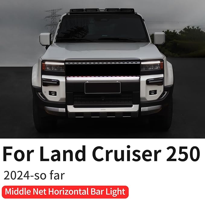 Front Grille lamp Strip Decoration Suitable for 2024 2025 2026 Toyota Land Cruiser 250 1958 Prado LC250 LED Daytime Running lamp 2025 Land Cruiser Accessories (Horizontal Bar Light)