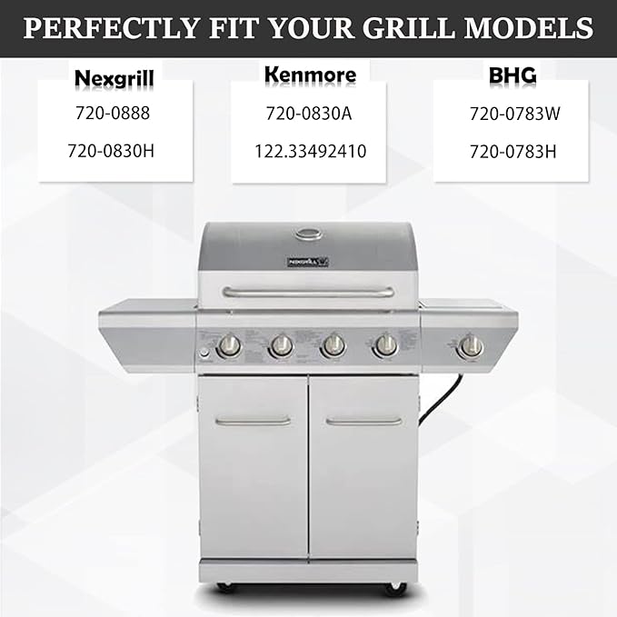 Yiming Grill Replacement Parts for Home Depot Nexgrill 4 Burner 720-0830H, 720-0783E, BHG 720-0783H, 720-0783W Grill Parts. Stainless Steel Heat Plates, Burners and Igniters for Ken/More 122.33492410