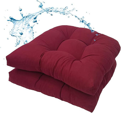 MTMR Outdoor Chair Cushions Set of 2, Patio Furniture Seat Pads, Waterproof | 2Pcs , waterproof cover, PP cotton, u-shaped, no-fading, thick patio seat pads for outdoor wicker furniture in yard, 19x19x4