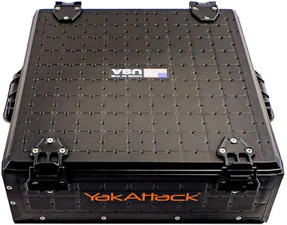 YakAttack ShortStak Solo Storage Box - Size & Color Options | Standalone Low-Profile Crate with Lid, Hinges & Latches | GridLoc Mounting Panels | Slider Feet for Under-Seat Use | Made in USA