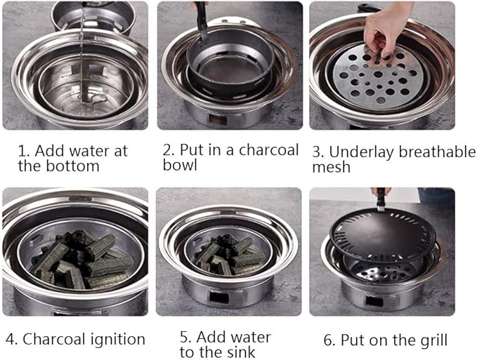 Portable Charcoal BBQ Grill Smoker Barbecue Grill Outdoor Stainless Steel BBQ Camping Grill Outdoor Grill Set of Tools for Picnic, Backyard Cooking, Travel Grill Accessories ( Color : E , Size : 35cm