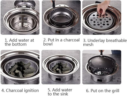 Portable Charcoal BBQ Grill Smoker Barbecue Grill Outdoor Stainless Steel BBQ Camping Grill Outdoor Grill Set of Tools for Picnic, Backyard Cooking, Travel Grill Accessories ( Color : E , Size : 35cm