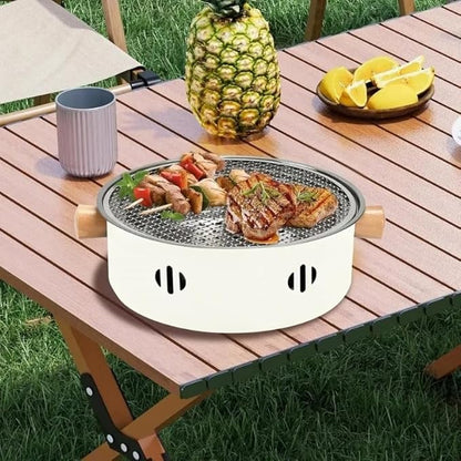 Portable Charcoal BBQ Grill, Mini Barbecue Stove For Outdoor Camping, Beach, Picnic, And Backyard Use(Blue)