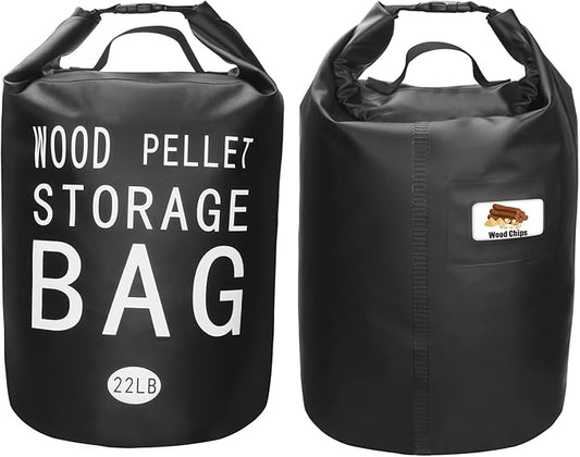 Wood Pellet Storage Containers Waterproof Charcoal Storage Bin-iiiBumwow Smoker Pellet Storage Bin w/Label Pocket & Buckle Seal & Dual Handles Pellet Containers for Grill Outdoor(22LB) (1-Pcak)