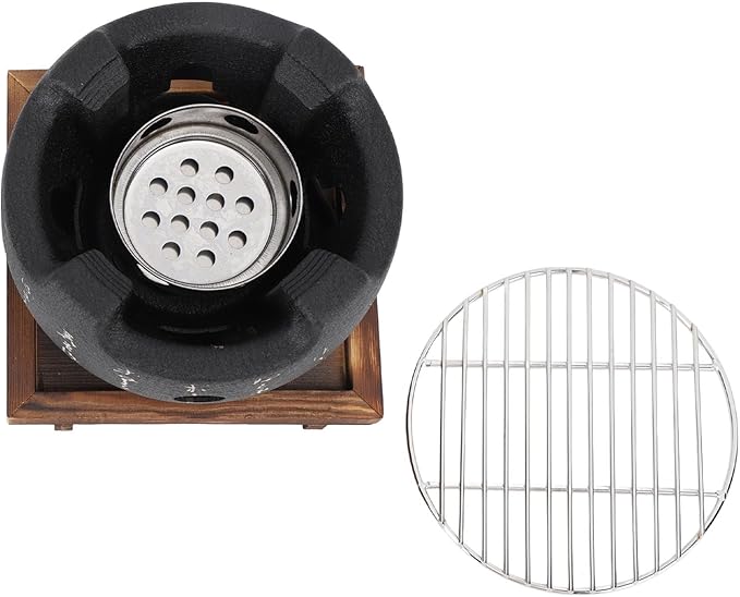 Mini Japanese Style Charcoal Grill Portable Round BBQ Stove for Home and Outdoor Grilling (L)